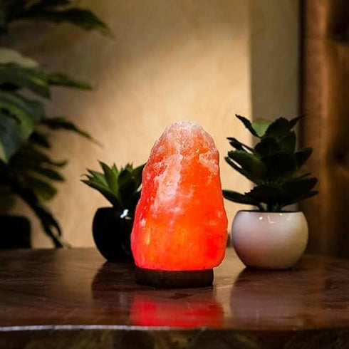 Salt Lamp Small Natural Himalayan lamp with Wooden Base, Color Changing LED Light for Bedroom, Desk, Office, Yoga