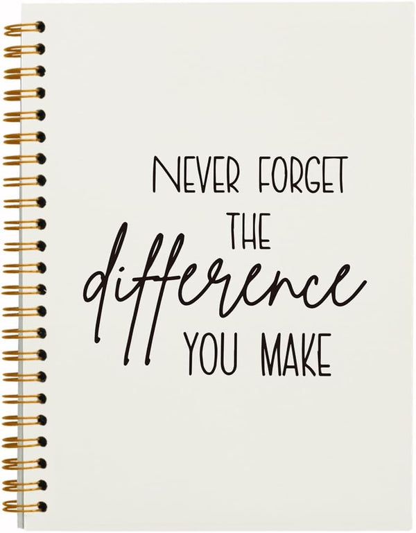Never Forget The Difference You Make Notebook, Inspirational Journal for Work, 5.5x8.3 (beige)