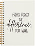 Never Forget The Difference You Make Notebook, Inspirational Journal for Work, 5.5x8.3 (beige)