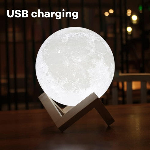 3D 7.1IN BRIGHTWORLD Moon Lamp Moon Night Light Printed Lunar Lamp for Kids Gift for Women USB Rechargeable Touch