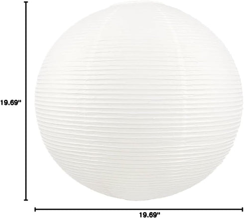 19.68" Lampshade(1 Pack) White Round Paper Lanterns, Chinese/Japanese Paper Lantern Pendant Light, Large Hanging Paper