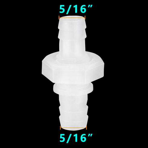 Feelers 5/16" Hose Barb Thru-Bulk Bulkhead Fitting | Plastic Adapter Union Mender Splicer with Gasket (Pack of 2)