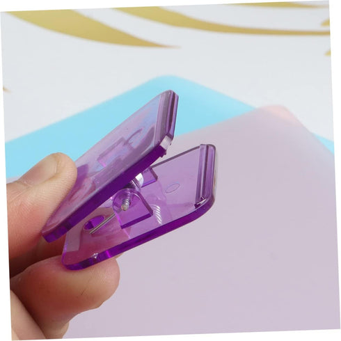 STOBOK 14pcs Transparent Folder Decorative Binder Accessories, Black Metal Paper Clamps for Office Supply
