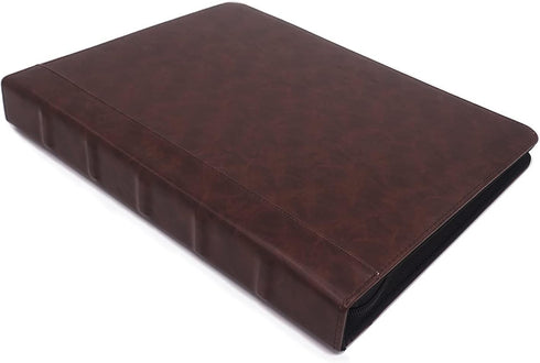 Ring Binder Depot Faulkner Vintage Professional 3 Ring Zipper Binder, 1.5 Inch Round Rings, Antique Brown Leather