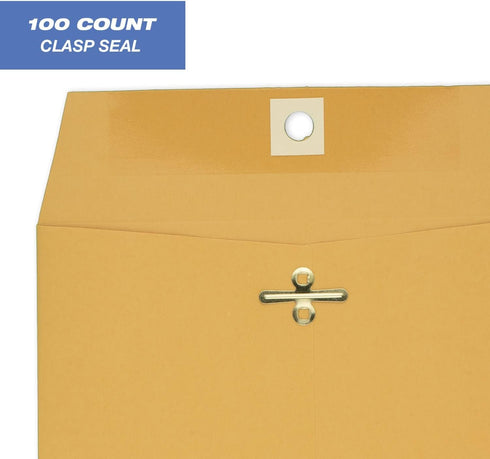 Mead Brown Kraft Envelopes, Clasp, 6" x 9", 100/Box