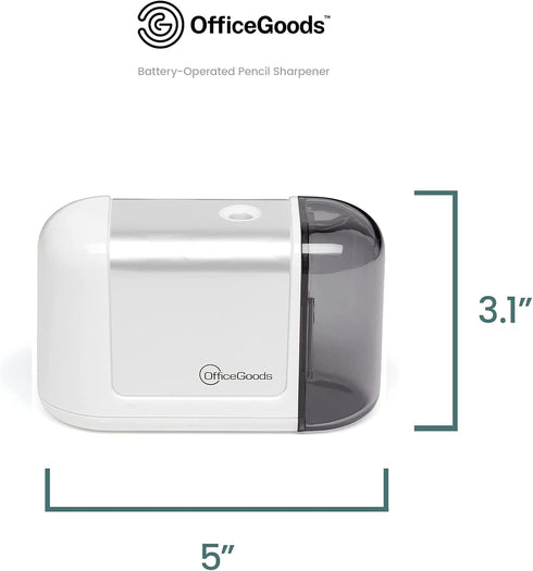 OfficeGoods Mini-Pro Electric Pencil Sharpener, Cordless Portable Battery Operated Sharpener for Home, Office & School