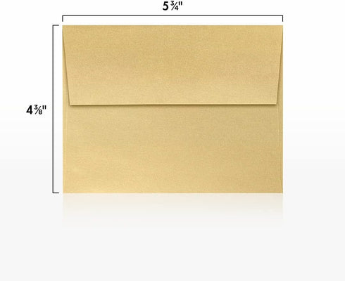 LUXPaper A2 Invitation Envelopes, Peel & Press, 4 3/8" x 5 3/4", Blonde Gold Metallic, 50 Qty