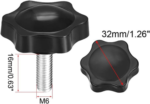 uxcell Clamping Handle Screw Knobs, Handle Star Knob M6 x 16mm Male Thread, 5pcs