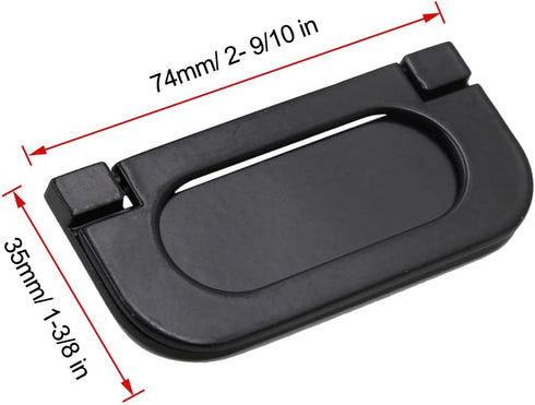 Yoohey 2 Pack Modern Flush Ring Pull Handle, 2.5 Inch Hole Distance, Zinc Alloy, Black