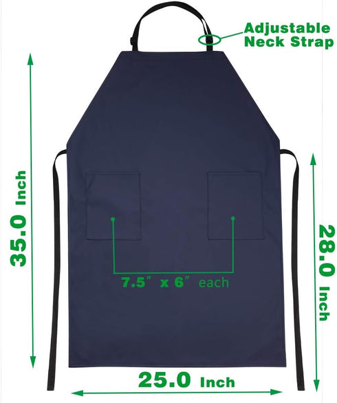 Waterproof Rubber Vinyl Apron with 2 Pockets | Lab Apron for Dishwashing, Grooming Blue
