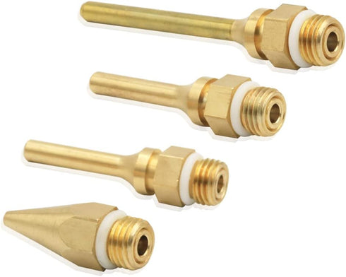 Mesee 4pcs Hot Melt Glue Gun Nozzle Set for 11mm Thread Power Tools, Long Short Small-bore Large Diameter Copper Nozzle
