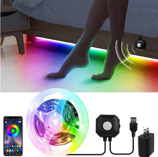 Motion Activated Under Bed Lights, 9.84ft 5050 RGB Color Changing LED Strip