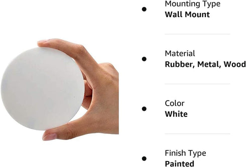 Door Knob Wall Shield, Large White Round Soft Door Stopper Wall Protector, Self Adhesive Door Handle Bumper 2 PCS