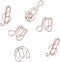 Rurili 40 Pcs Rose Gold Music Series Paper Clips, Creative Metal Office Supplies, Home Library Note Headphone Guitar