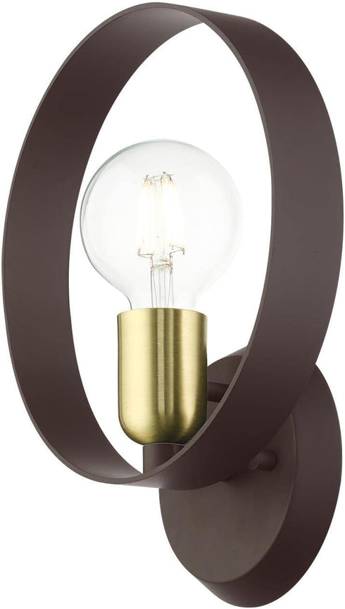 1 9 11 Livex Lighting Light ADA Wall Sconce Bronze Finish with Satin Brass Finish Accents, x