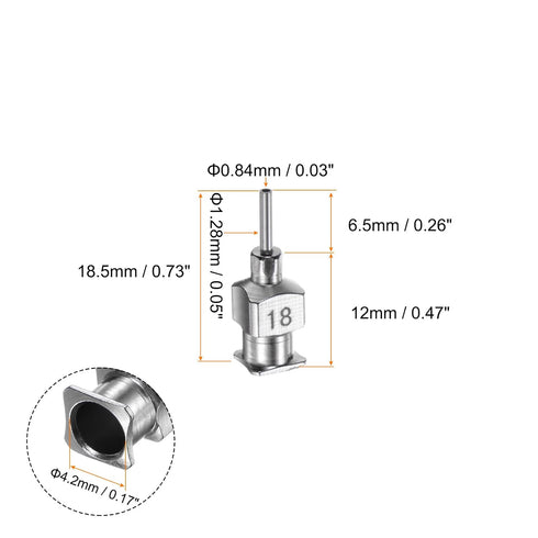 10pcs 18Gauge Stainless Steel Dispensing Needles, 1/4" All Metal Glue Needle Tube Blunt Tips Luer Lock for Thick Liquids, Ink, Glue, Lab Use