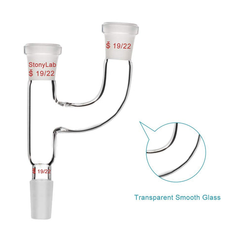 StonyLab 3 Way Claisen Distillation Adapter with 19/22 Joints for Lab Supply