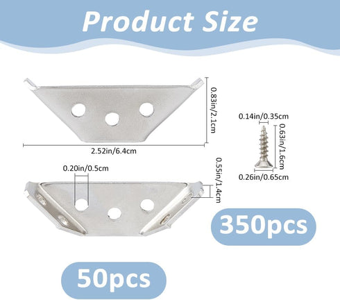 50Pcs 2.1x6.4x1.4cm 7-Hole 350Pcs SUPERFINDINGS Stainless Steel L Bracket Heavy Duty Corner Brace Metal Angle Connector