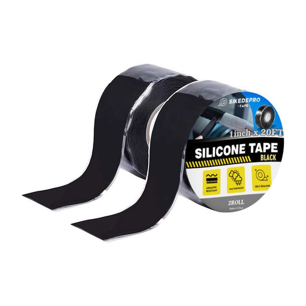 Seal Self Fusing Silicone Tape, 2 Rolls 1inx10' Black Weatherproof Hose Repair Tape, Heavy Duty Leak Proof Rubber