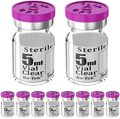 Sterile Empty Vials with Self Healing Injection Port and Flip Off Aluminum Cap, Sterile Package (5ml, 10)