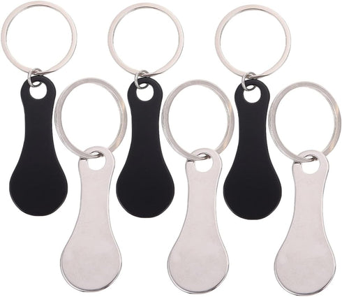 NUOBESTY 6pcs Shopping Cart Token Keychain Stainless Steel Keychain Ring Shopping Token