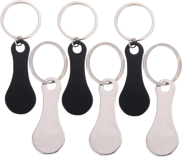 NUOBESTY 6pcs Shopping Cart Token Keychain Stainless Steel Keychain Ring Shopping Token