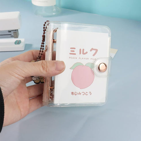 Mini Size Clear 3-Ring Binder Cover, Refillable PVC Notebook Binder with Snap Button Closure for 3-Holes Filler Paper