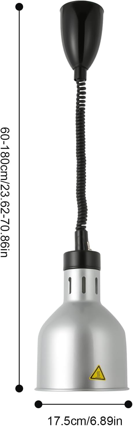 DRRSBRP 250W Commercial 110V 122-140 Hanging Food Heat Lamp, Ceiling Mounted Infrared Food Warmer Light, Retractable