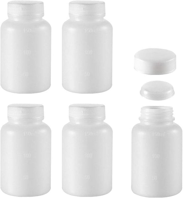 uxcell Plastic Lab Chemical Reagent Bottle, 150ml/5oz Wide Mouth Sample Sealing Container, 5pcs