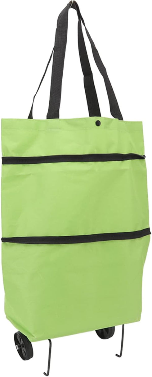 -Duty Rolling Grocery Cart Bag with Reinforced Oxford Fabric, Gliding Wheels &
