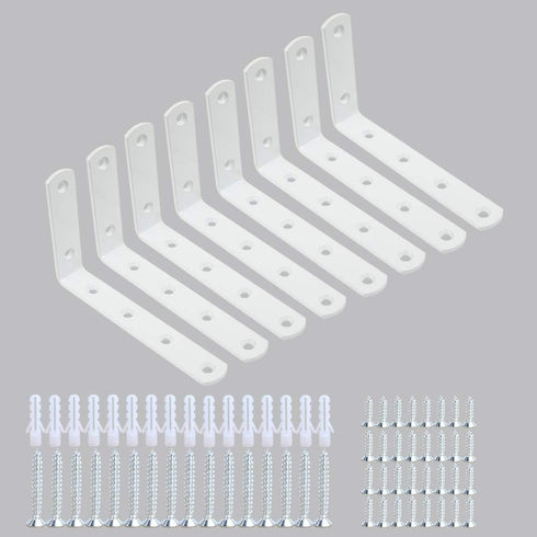 WINKER Corner Brace 8Pcs Shelf Bracket Heavy Duty White Steel L Corner Brace,