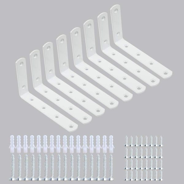 WINKER Corner Brace 8Pcs Shelf Bracket Heavy Duty White Steel L Corner Brace,