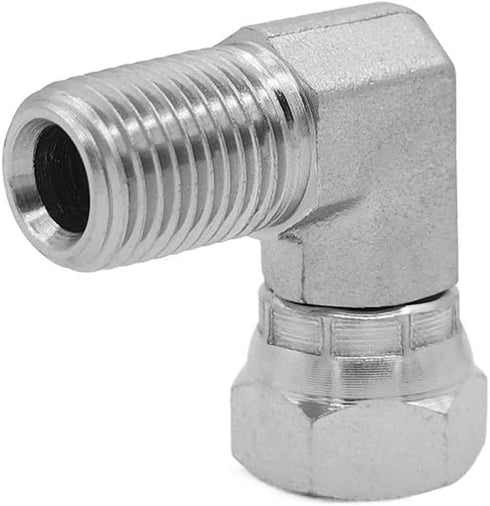 (2-PACK) 1501-04-04 Hydraulic Hose Adapter Fitting - 1/4" Male × 1/4" Female Swivel 90° Elbow
