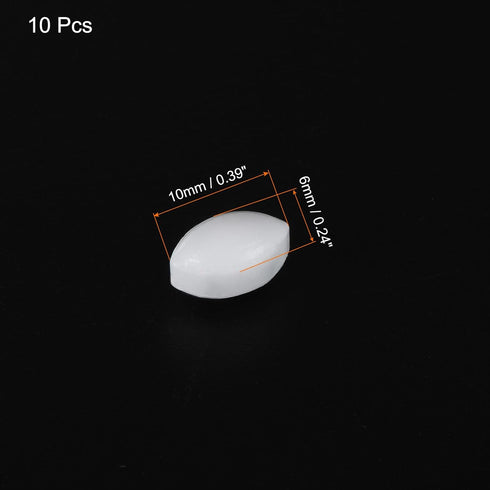 MECCANIXITY Magnetic Stirrer Mixer Stir Bar Rod 10mm(0.39") x6mm Olive Shape PTFE Coating Magnet White for Laboratory 10Pcs