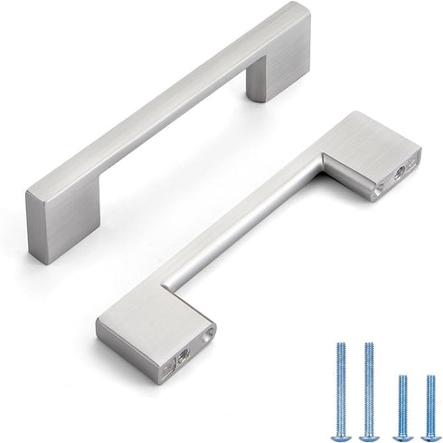 10 Pack Brushed Nickel Cabinet Pulls 5 inch Square Silver Handles Drawer Kitchen Cupboard Dresser Cabinet Hardware by Dazzleeta