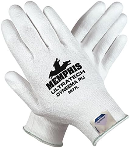 MCR Safety 9677M UltraTech Gloves, Dyneema 13-gauge PU Coating, Washable, White, Medium, 1-Pair