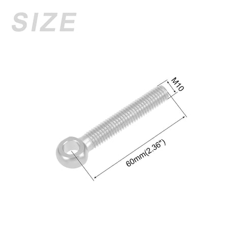 METALLIXITY Shoulder Swing Lifting Bolt (M10x60mm) 2Pcs, 304 Stainless Steel Eye Bolts for Home Renovation Fasteners