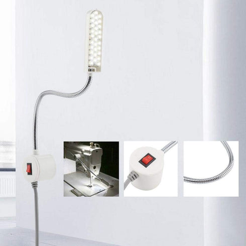 Fdit 30LED 2W Daylight LED Sewing Machine Light Lamp with Magnetic Base, Flexible Clamp Desk Lamp (US-Plug)