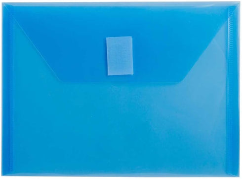JAM PAPER Plastic Envelopes with Hook & Loop Closure - Index, 5 1/2 x 7 1/2, Blue, 12/Pack
