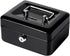 Jssmst Small Lock Cash Box with Money Tray, Metal Lock Box for Kids, Black, 5.91 x 4.72 x 2.95 inches