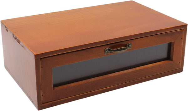 Wood Desk Organizer with File Organizer, Vintage Metal Drawer Pulls, Office Home Toiletries Supplies Vanity