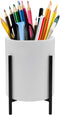 Ceramic Pen Holders & Makeup Brush Holders for Desk, Black Metal Bracket Desktop Stationery Organizer