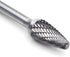 SF-5 Tungsten Carbide Burr Tree Shape Radius End Double Cut Rotary Burr File, 1/2” Cutter Dia X 1” Cutter Length