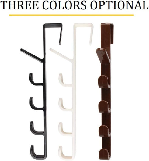 canjoyn 5 Layers Over The Door Hook Organizer Rack - Pack of 2 Hanger for Backpack Handbag (White)
