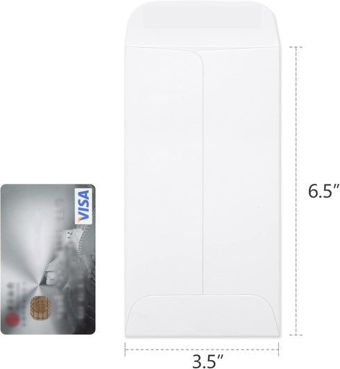 ValBox 3.5x6.5 Money Envelopes, White Kraft #7 Coin Envelopes, Small Parts Envelope with Gummed Flap for Seed, Cash, Budgeting (Pack of 100) by ValBox