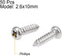 uxcell 2.6x10mm Self Tapping Screws Phillips Pan Head, 316 Stainless Steel Fasteners, 50Pcs