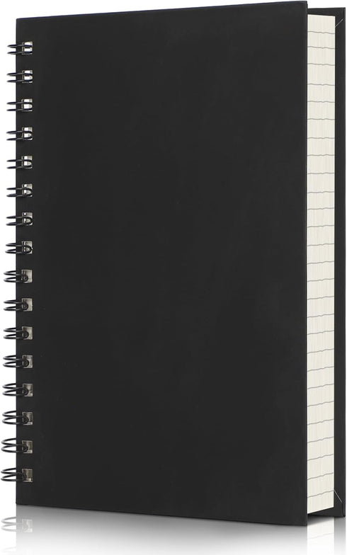 EUSOAR Spiral Journal Notebook, 1 Pack Black A5, 5.5" x 8.3", 160 Pages, 100GSM College Ruled Paper, Thick Hardcover