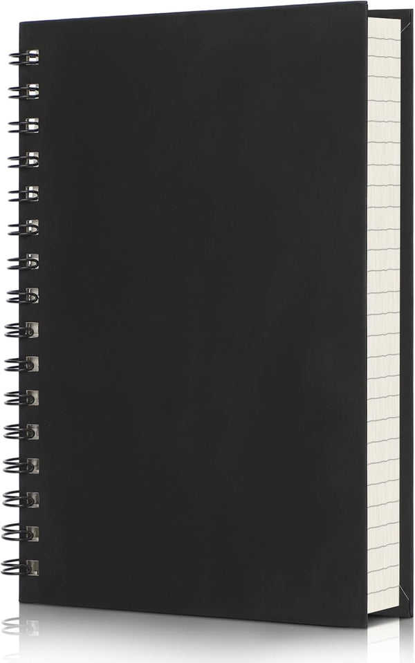 EUSOAR Spiral Journal Notebook, 1 Pack Black A5, 5.5" x 8.3", 160 Pages, 100GSM College Ruled Paper, Thick Hardcover