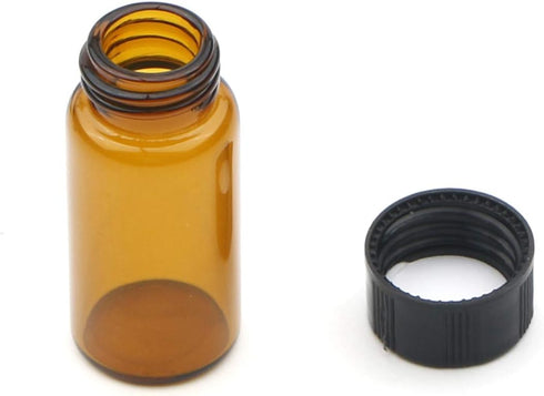 JIUWU 5ml Liquid Sample Glass Bottles Vials Screwcap Brown Lab Collection Container, Pack of 10