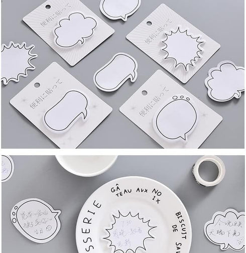 Fun White Thought Bubble Sticky Notes - Thought Cloud Sticker Notes Self-Stick Memo Pads Set for Kids Office